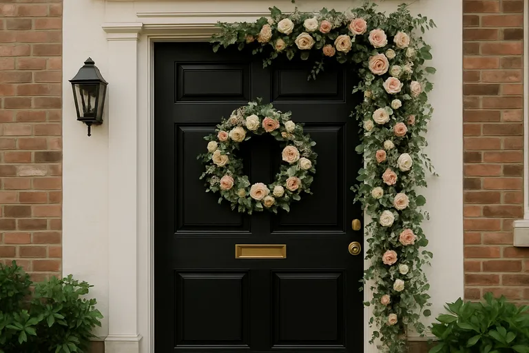 Ideeën voor voordeur versiering bruiloft