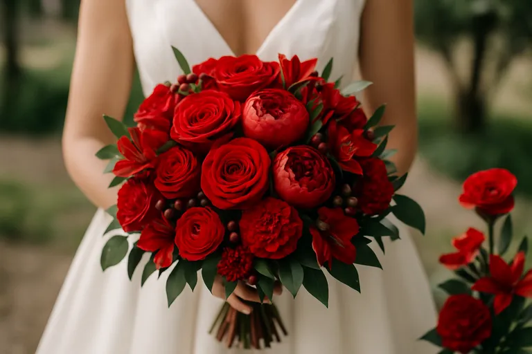 Stijlen en vormen van rode bruidsboeketten