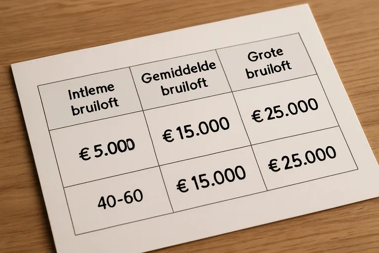 Voorbeeldbudgetten per type bruiloft